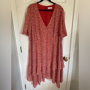 Estelle red floral print dress